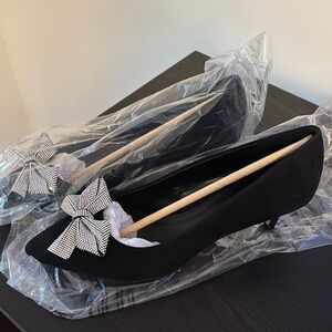 J. Crew Black Heels with Bow Accent